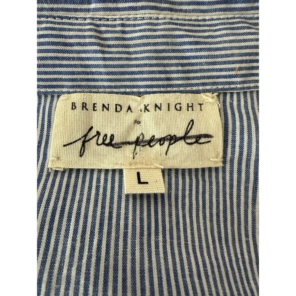 Free People x Brenda Knight Top Women's Large‎ Striped Button Up Cotton New